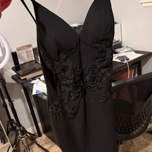 Windsor Black Floral Appliqué Mini Dress